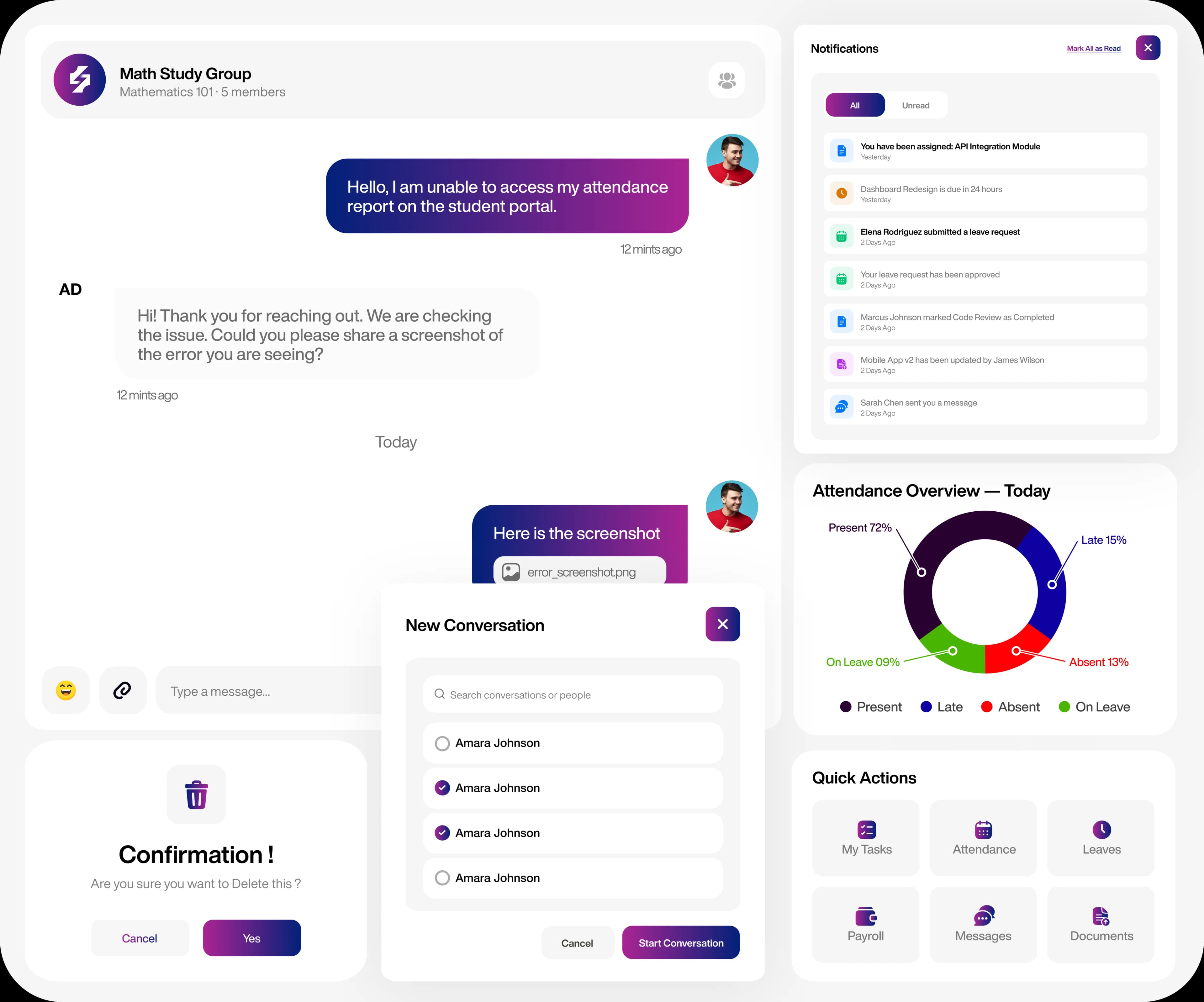Sprintexa projects, chat, HR, and operations dashboard
